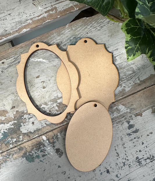 Elegant Oval Frame 3 piece set Blank MDF shape
