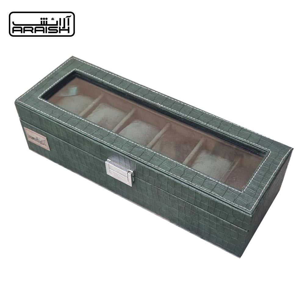 6 Slots Crocodile Artificial Leather Watch Organizer Box