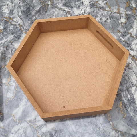 Plain DIY MDF Hexagone Tray for Art and  Craft