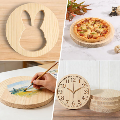 Round Wooden Plaque, 3/4 Inch Thick Unfinished Wooden Circle Plaque, Natural Pine Wood Base for Craft Projects, Sign, Painting, Woodcarving, Engraving