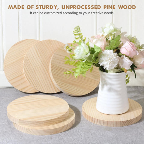Round Wooden Plaque, 3/4 Inch Thick Unfinished Wooden Circle Plaque, Natural Pine Wood Base for Craft Projects, Sign, Painting, Woodcarving, Engraving
