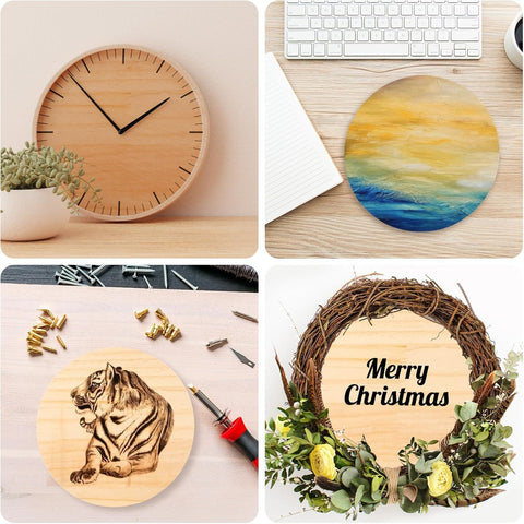 Round Wooden Plaque, 3/4 Inch Thick Unfinished Wooden Circle Plaque, Natural Pine Wood Base for Craft Projects, Sign, Painting, Woodcarving, Engraving