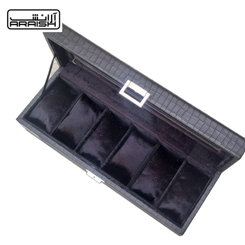 6 Slots Crocodile Artificial Leather Watch Organizer Box