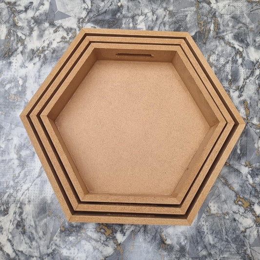 Plain DIY MDF Hexagone Tray for Art and  Craft