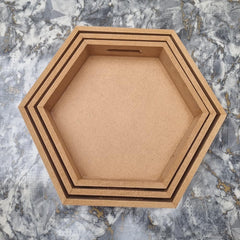 Plain DIY MDF Hexagone Tray for Art and  Craft