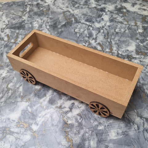 Premium Unfinished MDF Trolley-Style Serving Tray with Wheels – Craft-Ready Rolling Platter for Decoupage, Resin Art & DIY Crafts