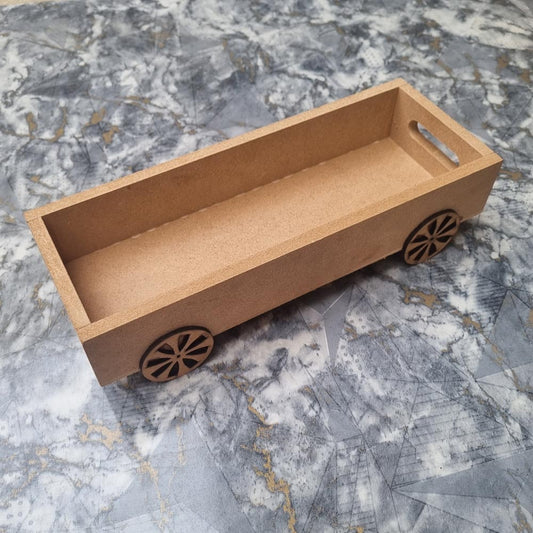 Premium Unfinished MDF Trolley-Style Serving Tray with Wheels – Craft-Ready Rolling Platter for Decoupage, Resin Art & DIY Crafts