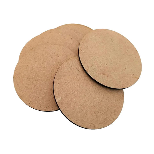 6pcs DIY Simple MDF Wooden Serving Coasters Untreated Coaster For DIY Painting 6mm Thick
