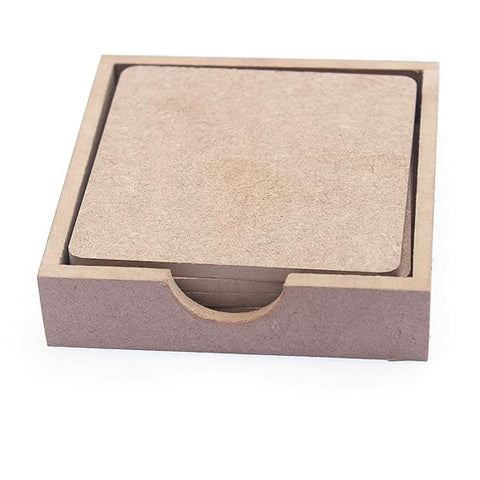 6pcs DIY Simple MDF Wooden Serving Coasters Untreated Coaster For DIY Painting 6mm Thick