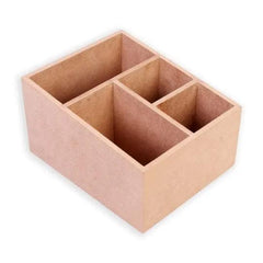 4 Slots Diy Mdf Stationery Wood Sheet Craft - Plain Mdf Cutouts Stationery Desktop Organizer For Painting, Decoupage, Resin Art Work & Decoration (Diy Mdf Caddy Box)