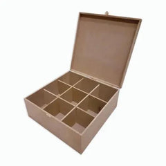 9 Partition Plain DIY MDF Box for Craft | Unfinished MDF Box Plain for Decoupage | MDF Box for Art and Craft | 12x12x4 inch 6mm Thickness