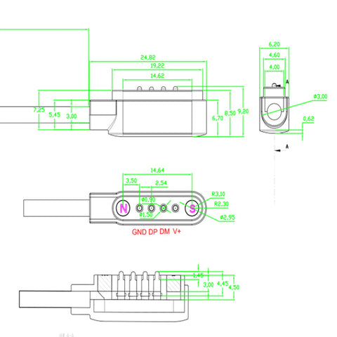 Replacement 2 Pin 4 Pin USB Magnetic 7.62mm Gap Charing Cable Charger For Children watches Q12 S12 S2 Q15 smart watches
