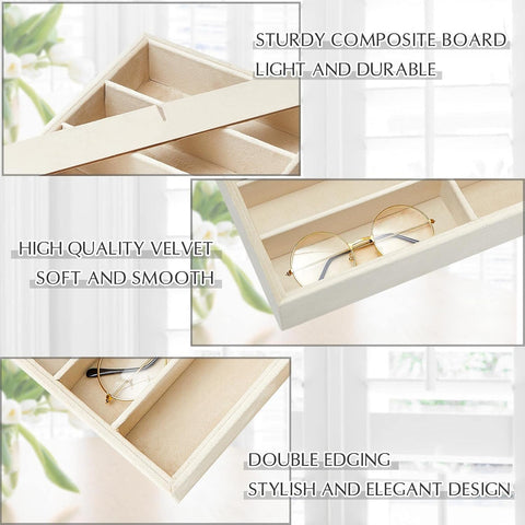 8 Slots Sunglass Organizer Trays Glasses Tray Stackable Jewelry Trays Sunglass Organizer Display Box, 8 Grids