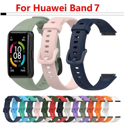 Replacement Silicone Watch Band Strap For Huawei Band 7 & Honor Band 7 (Not for Band 6 or Watch Fit)