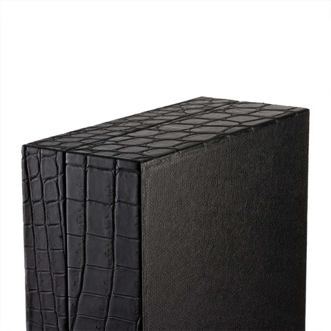 Leather watch box - Watch case for 8 watches - Black alligator