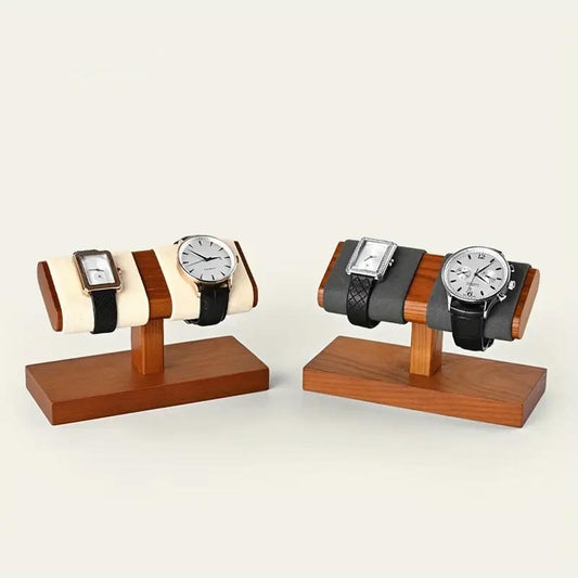 Natural Wooden Decrative 2 Watch Stand Desktop Watch Organizer Stand Smart Watch Stand
