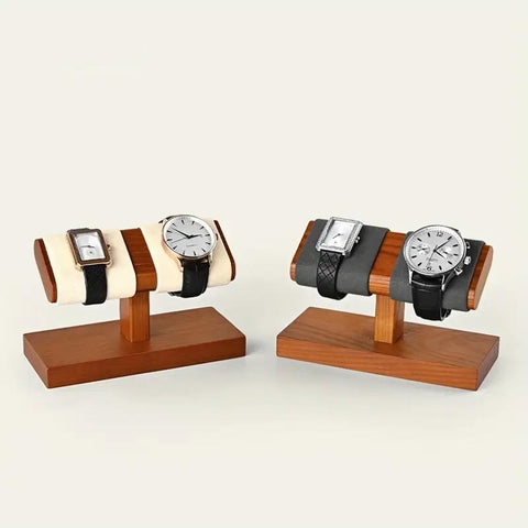 Natural Wooden Decrative 2 Watch Stand Desktop Watch Organizer Stand Smart Watch Stand
