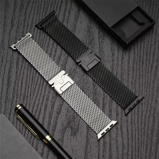 Titanium Official 1:1Strap For Apple watch Ultra Band 49mm S10 46mm 42mm 45mm 44mm Milanese bracelet iWatch 10 9 8 7 6 5 SE 4 3