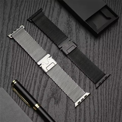 Titanium Official 1:1Strap For Apple watch Ultra Band 49mm S10 46mm 42mm 45mm 44mm Milanese bracelet iWatch 10 9 8 7 6 5 SE 4 3