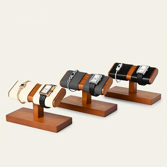 Natural Wooden Decrative 2 Watch Stand Desktop Watch Organizer Stand Smart Watch Stand