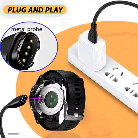 Replacement USB Charging Cable for Garmin Fenix 7, 6, 5 Series, Vivoactive 3, Forerunner 945, 935, 245, 255 – Fast Charging Dock