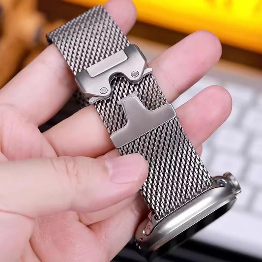 Titanium Official 1:1Strap For Apple watch Ultra Band 49mm S10 46mm 42mm 45mm 44mm Milanese bracelet iWatch 10 9 8 7 6 5 SE 4 3