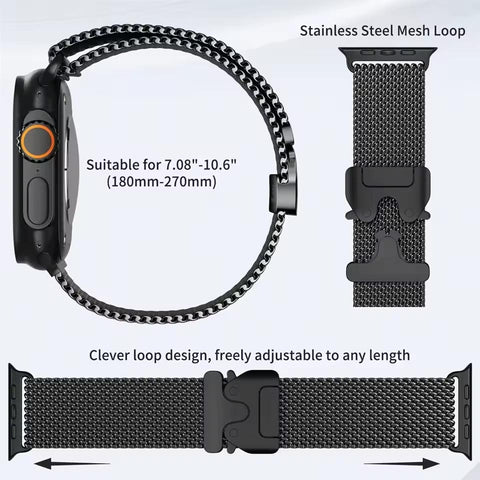 Titanium Official 1:1Strap For Apple watch Ultra Band 49mm S10 46mm 42mm 45mm 44mm Milanese bracelet iWatch 10 9 8 7 6 5 SE 4 3