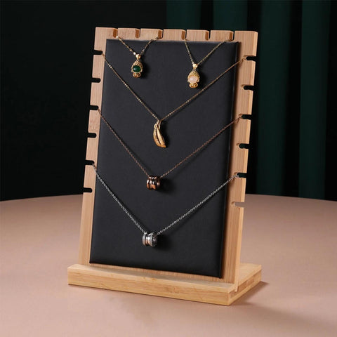 Wooden Jewelry Display Stand – Vertical Holder for Necklaces, Earrings & Pendants