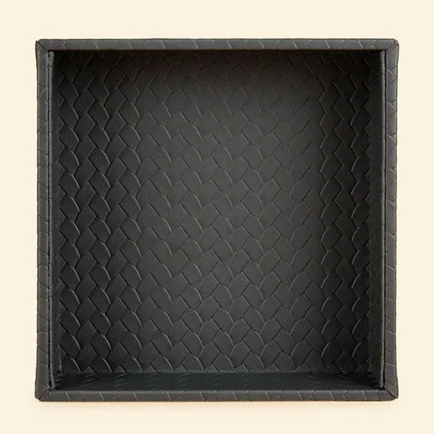 Square Bedside Valet Tray for Men & Women – Leather Tray Organizer | Bedside, Nightstand, Office Desk Organizer Tray