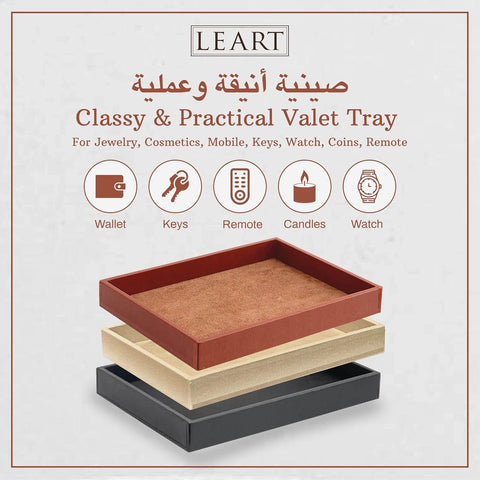 Jewellery Display Tray Valet Tray for Men & Women – Leather Tray Organizer | Bedside, Nightstand, Office Desk Organizer Tray