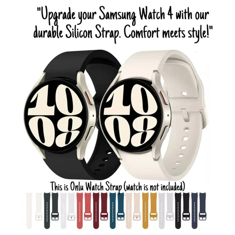 Replacement Silicone Curved Watch Band Strap for Samsung Galaxy Watch 4, 5, and 6 Classic (42mm, 46mm) and Galaxy Watch 4, 5, 6 (44mm, 40mm).