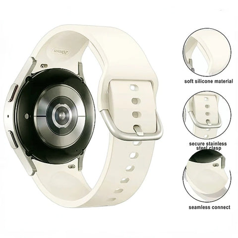 Replacement Silicone Curved Watch Band Strap for Samsung Galaxy Watch 4, 5, and 6 Classic (42mm, 46mm) and Galaxy Watch 4, 5, 6 (44mm, 40mm).