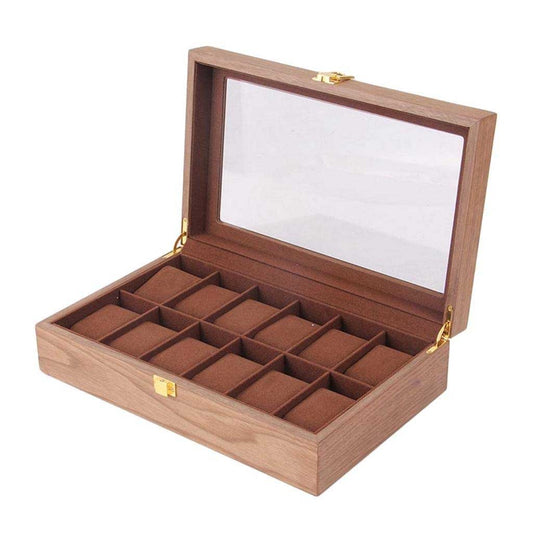 6 Slots 12 Slots Wooden Watch Organizer Box Watch Display Storage Case