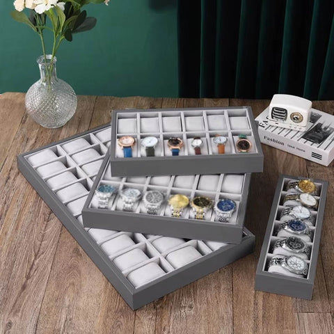 6 Slots 12 Slots 24 Sots Watch Organizer Tray Watch Display Tray Watch Storage Organizer Smart Watch Display Case