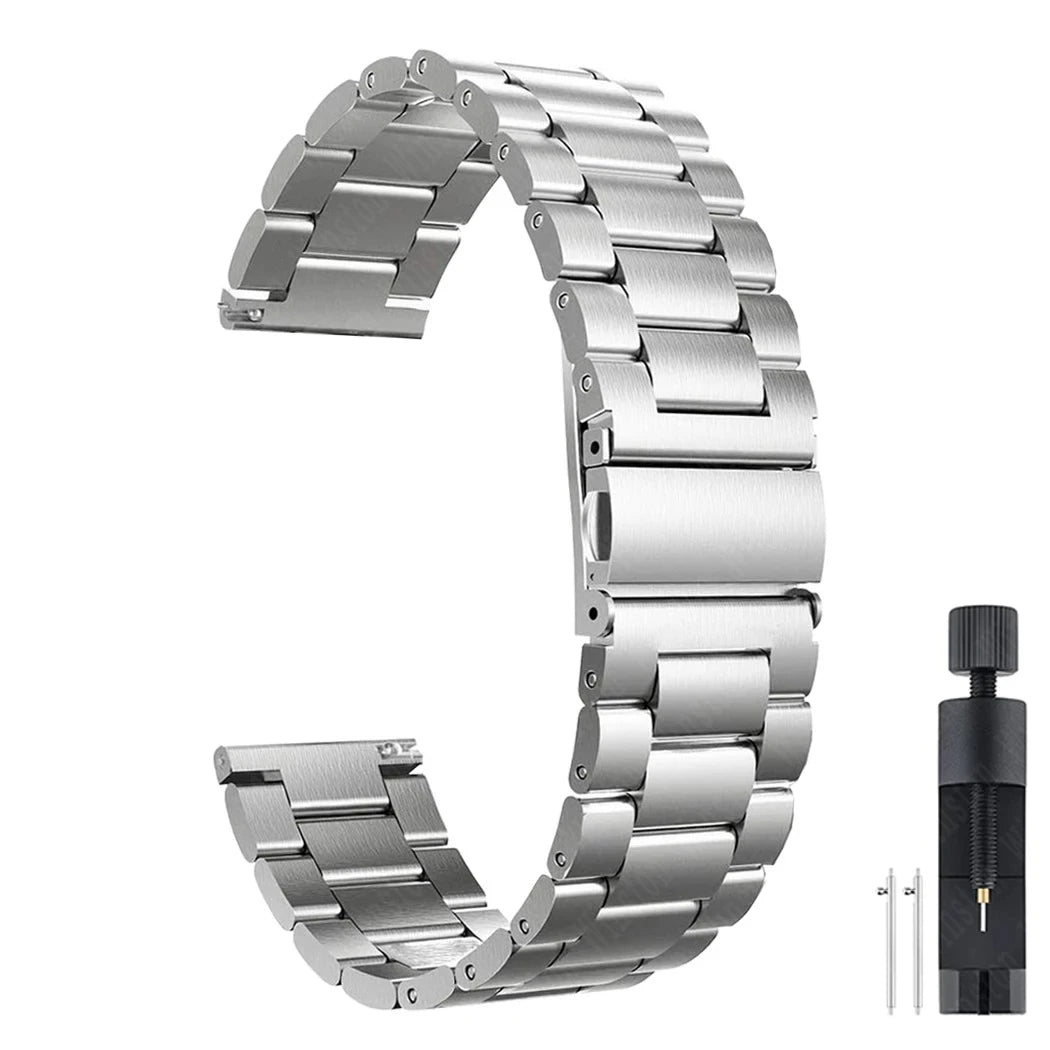 Solid Stainless Steel Curved Watch Band Strap For Samsung Galaxy Watch 6 Watch 5 Galaxy Watch 4 Classic 42mm 46mm And Galaxy Watch 4 44mm 40mm